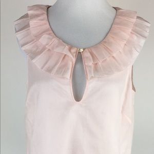 J. CREW pink ruffle neck collar sleeveless blouse